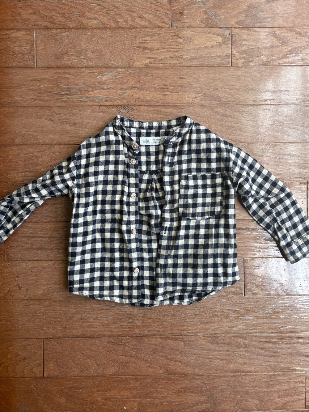 Zara Black and White Gingham Button-Down Shirt for Kids